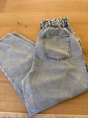 Zara Light Wash Elastic Waist Denim Pants 8